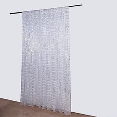 8ft x 8ft SILVER Geometric Sequin Photo Backdrop CURTAIN Drape Panel Party