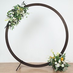 7.4 feet Dark Brown Natural Wood Round BACKDROP STAND Wedding Arch Party Events