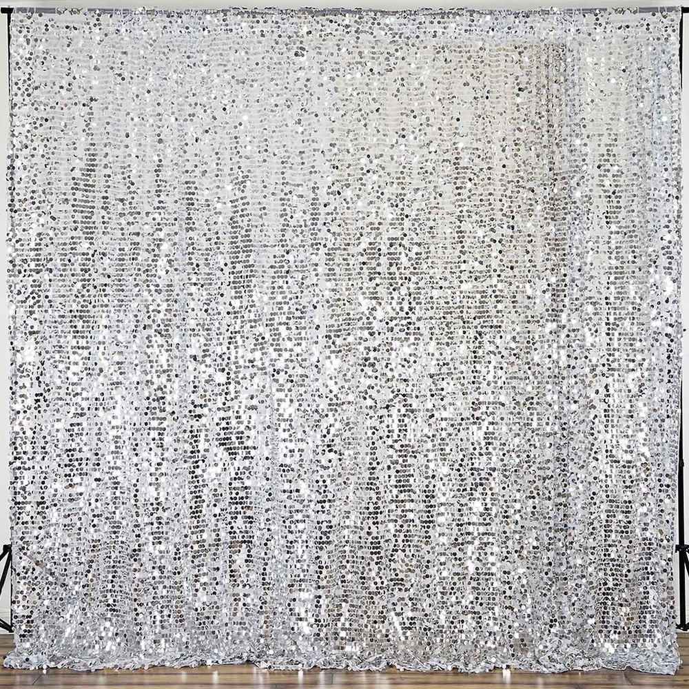 Silver Big Payette Sequined BACKDROP 20×10 ft Home Wedding Photo Prop Light Gray