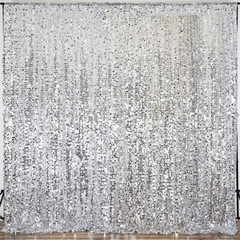 Silver Big Payette Sequined BACKDROP 20×10 ft Home Wedding Photo Prop Light Gray