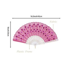 QIRMIZI 10 PACK Fabric Folding Handheld Fans, Perfect for Weddings, Parties, …