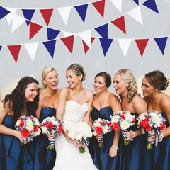32Ft Red Blue White Banner Party Decorations Fabric Pennant Triangle Flag Bun…