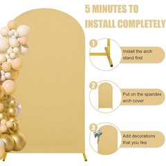 Wedding Arch Stand Set 2pcs Spandex Cover Portable Backdrop Elegant Decor Party