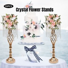 10Pcs Crystal Flower Stands Vases 55cm Wedding Centerpieces Dining Table Gold US