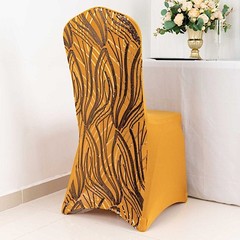 GOLD BLACK Embroidered Sequin Spandex Banquet CHAIR COVER Party Decorations