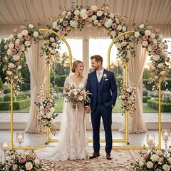 Gold Metal Arch Backdrop Stand for Weddings – Set of 3 Sizes: 7.2FT/6.6FT/6FT