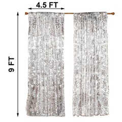 HH 9x9FT Big Silver Sequin Backdrop Curtains,Shimmer Sequin Fabric Photograph…