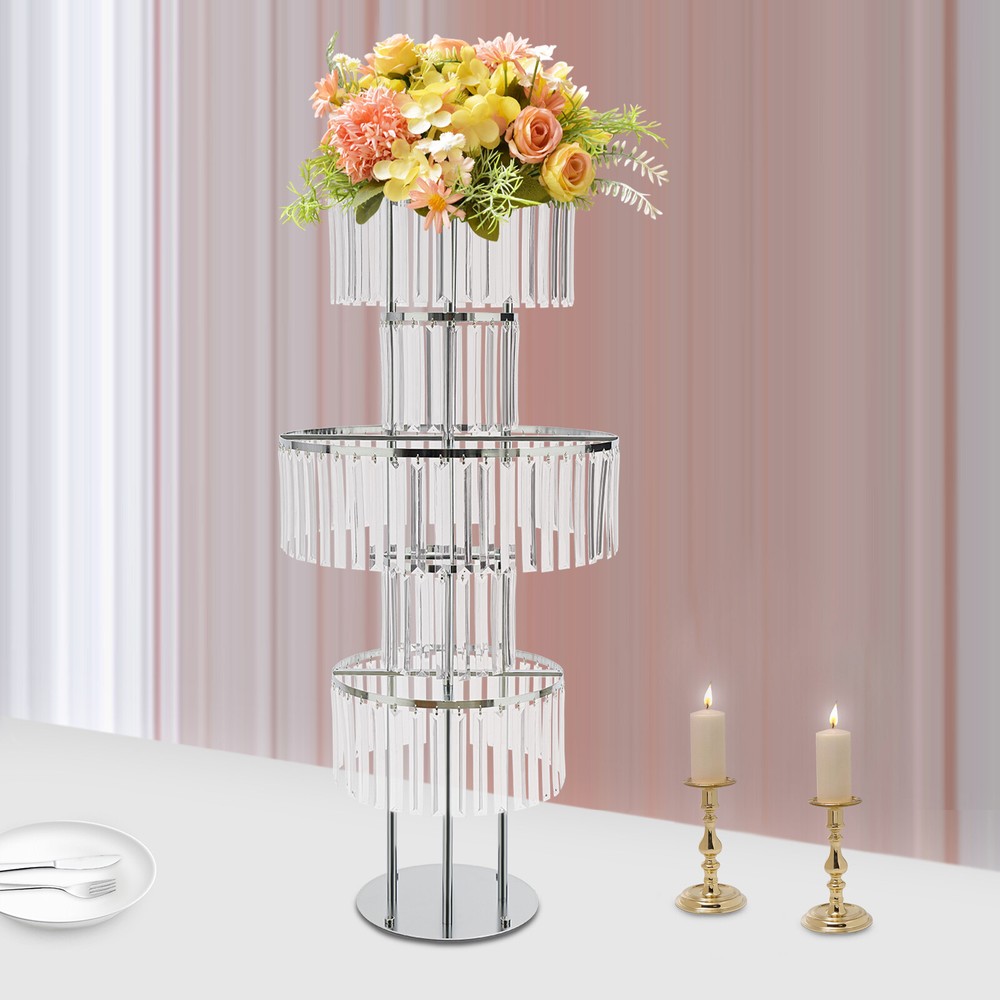 43″ Crystal Flower Stand Table Centerpieces Decor Floral Rack For Weddings Party