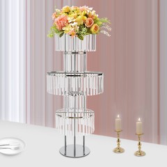 Silver 5Tier Acrylic Crystal Floral Display Stand 110cm Wedding Table Decor Rack