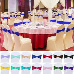 25/50/100PCS Spandex Stretch Chair Cover Sashes Bows Wedding Party Decoration