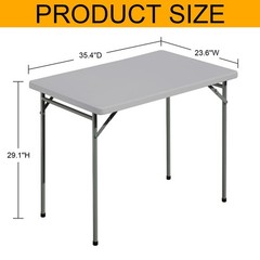 Folding Table 3ft Rectangular All-Occasion Plastic Folding Event Table for In…