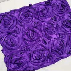ROSETTE SATIN CHAIR CAPS SQUARE TOP GRANDIOSE Purple Ribbon – LOT OF 10
