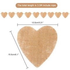 Reusable Heart Bunting Garland 11.5 Feet Rustic Linen Bunting Chain…