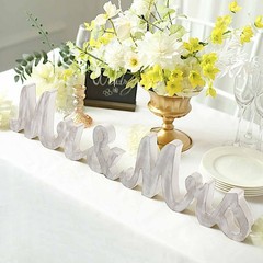WHITE Glittered Wooden Mr & Mrs Freestanding Wedding Table DISPLAY SIGNS Party