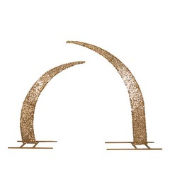 2 GOLD Big Payette Sequin Half Crescent Moon Arch BACKDROP STAND Events Wedding