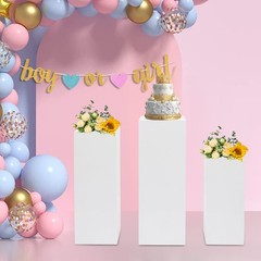 3 PCS Display Pedestal Stands White Square Tall Pedestal Stands Pedestal Wedding