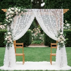 3 Pcs Table Runner 10ft/ 29 x 120 Inch Embroidery Tulle Fabric White Pearl