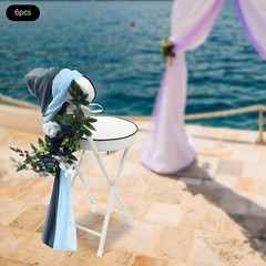 Blue Artificial Flower Arrangement Ribbons For Wedding Chair Back Decor Pack 6x