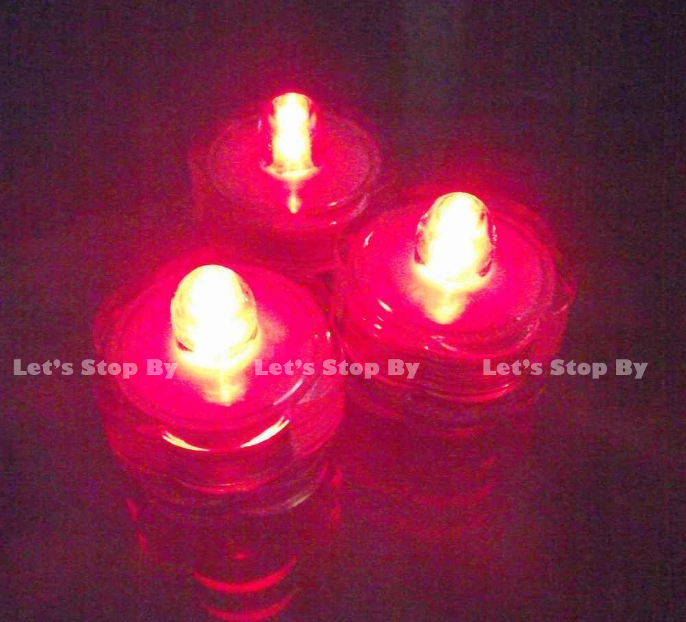 12 Red LED SUBMERSIBLE Wedding Waterproof Floralytes Decoration Table Tea Light