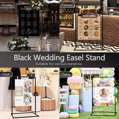 Black Wedding Sign Decorative Stand with Full-Grain Leather Straps and Design Bu