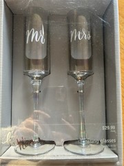 Studio His & Hers Mr & Mrs Fluted Cylinder Toasting Glasses Wedding Toast