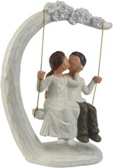 Romantic Couple Figurines in Love, 9″ Hand Painted Sweet Loving Together wedding