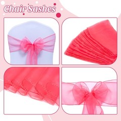 Reusable Coral Organza Chair Sashes – 25 Perfect for Weddings & Showers