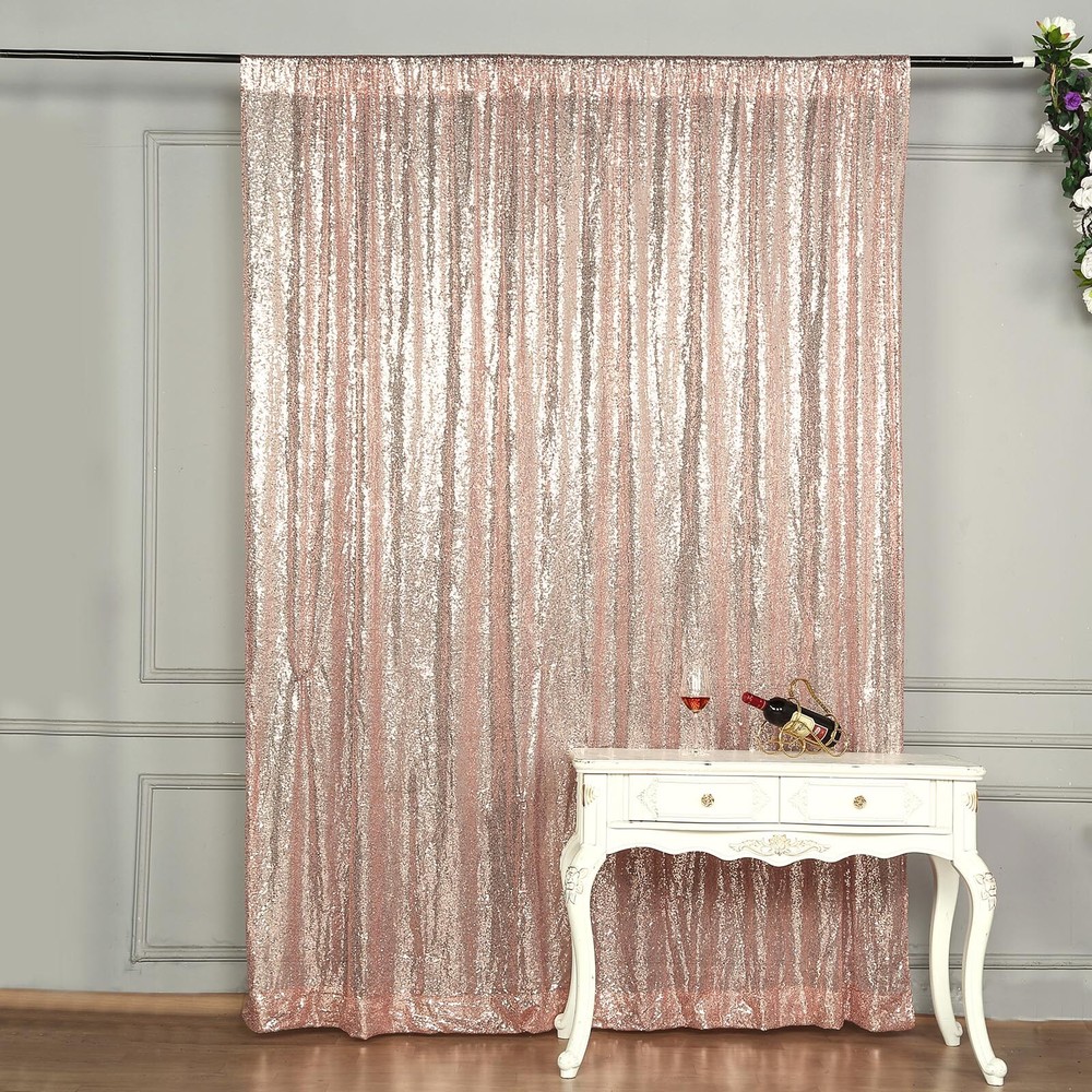 BLUSH 8 ft x 8 ft Sequined Backdrop Curtain Wedding Party PhotoBooth Decorations