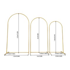 3-Piece Wedding Arch Stand Set Steel With Cotton Covers White Gold