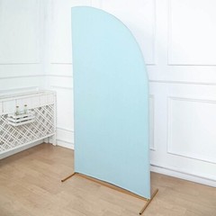 7 ft x 3 ft DUSTY BLUE Matte Fitted Spandex Half Moon Arch Stand Cover Wedding