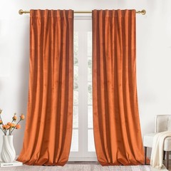 Roslynwood Luxury Soft Russet Orange Velvet Curtains 84 inches Long Back Tab …