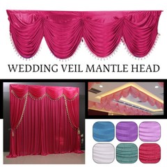 1-6M Long Ice Faux Silk Swag Drape Panel Valance W/Tassel Veil Wedding Stage DIY
