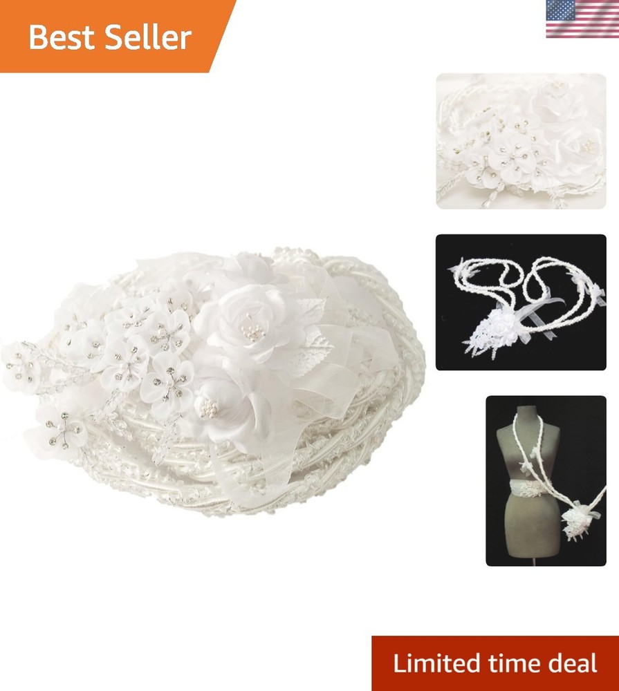 Elegant White Wedding Lasso Rope, Traditional Satin Cord – Unity Symbol (4.3ft)
