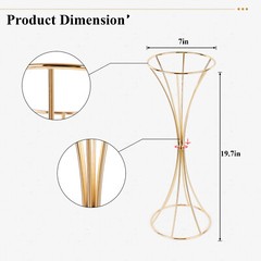 5/10Pcs Gold Metal Flower Stand 20″ Wedding Table Centerpiece Vase Holder Decor