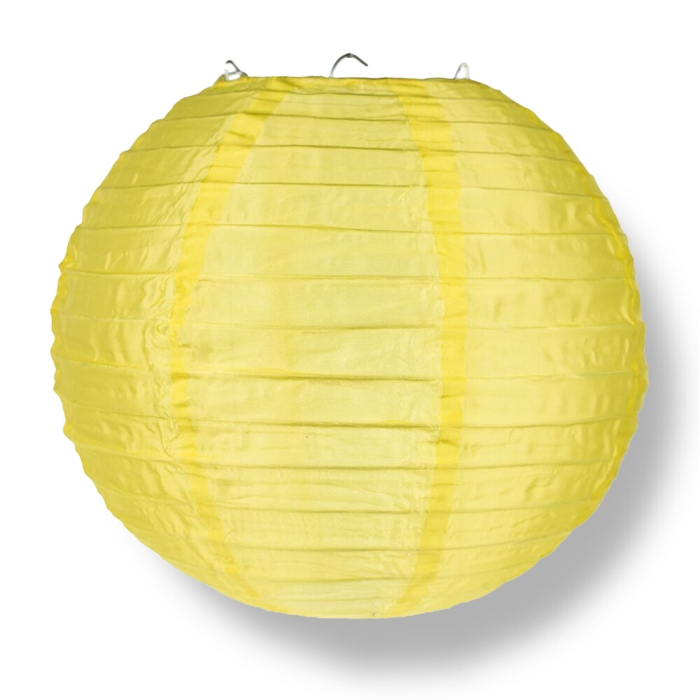20″ Yellow Nylon Lantern, Even Ribbing, Durable, Hanging Decoration