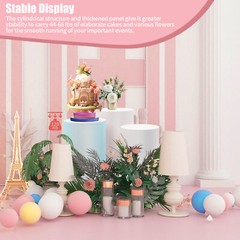 3 Pcs Round Cylinder Pedestal Stand For Wedding Party Display Stand Decor White