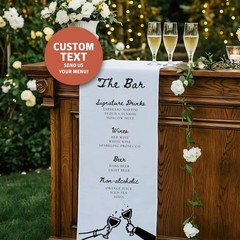 Boho Wedding Drinks Menu Fabric Sign Mobile Bar Table Banner