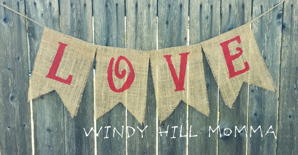 LOVE Burlap banner wedding bridal shower Valentine’s Day