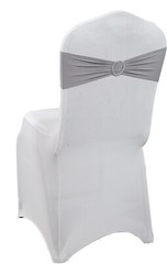 100 Spandex Stretch Chair Cover Sash Bows Wedding Party (Silver Grey)~FREE SHIP