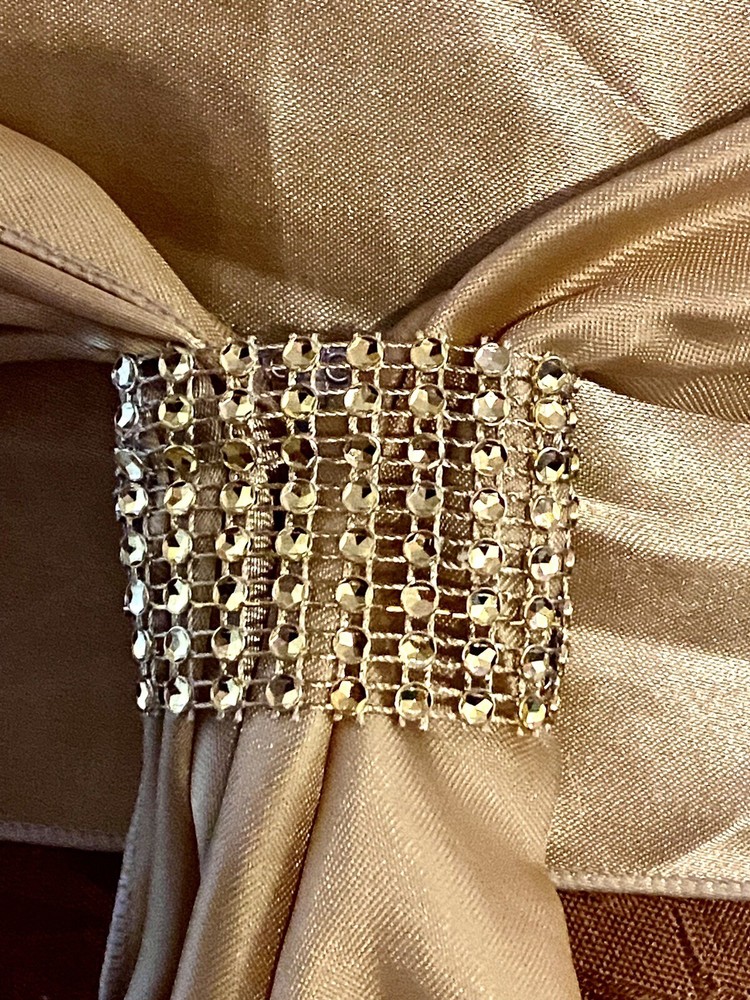 Chair Sash Or Napkin Clip Lot Of 50 Diamanté Gold Tone 5 Inch W Hook And Loop
