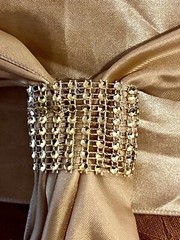Chair Sash Or Napkin Clip Lot Of 50 Diamanté Gold Tone 5 Inch W Hook And Loop