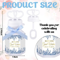 150 Pcs Blue Floral Wedding Party Bubbles Bulk with Bubble Solution Wedding M…