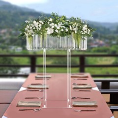 Modern Acrylic Wedding Crystal Flower Stand 11.81*7.87 In Stable Base Clear