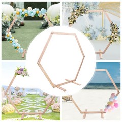 7.1 FT Hexagon Wood Wedding Arch Frame Decor Wood Hexagon Arch Backdrop Stand