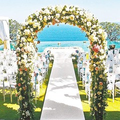 Metal Garden Arbor Wedding Arch 76.8 Inch H x 90.5 W 94.5 H Black