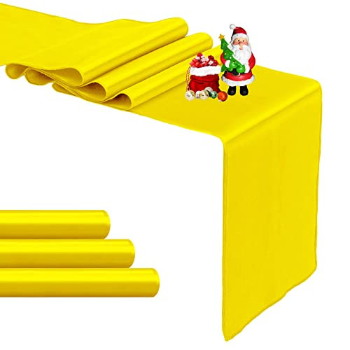 4-Pack Yellow Satin Table Runner 12 x 108 Inch Long Bright and Smooth Silk