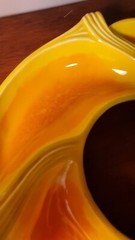 Decor Vintage Chip Trays No Dip Bowl Unmarked Pottery Glazed Yellow Orange