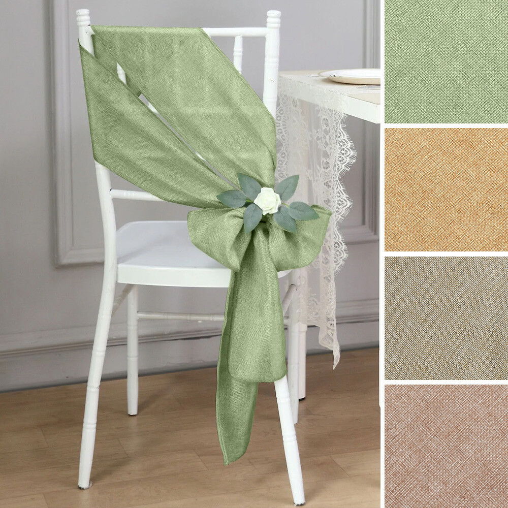 5 pcs 6×108 in Faux Burlap Chair Sashes Party Event Supplies