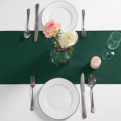 Manyshofu 4Pcs Satin Table Runner – 12 x 108 Inch 12″x108″, 4pcs Dark Green