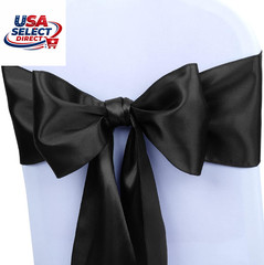 30 Pcs Satin Chair Sashes Ties for Wedding Party Decoration (Black)